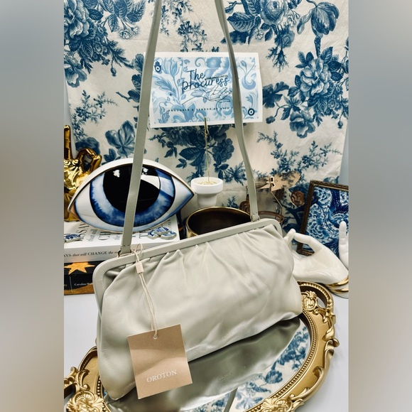 🆕 OROTON 🧿 NWT Celia XL Long Leather Clutch, Cream - Picture 5 of 16